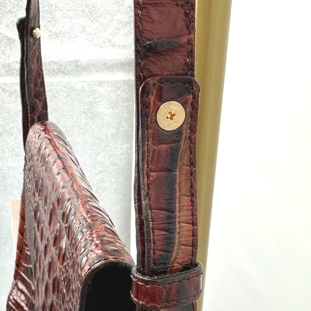 Brahim Croc Embossed Leather Handbag Structured Classic Quiet Luxury Old Money - Picture 7 of 10